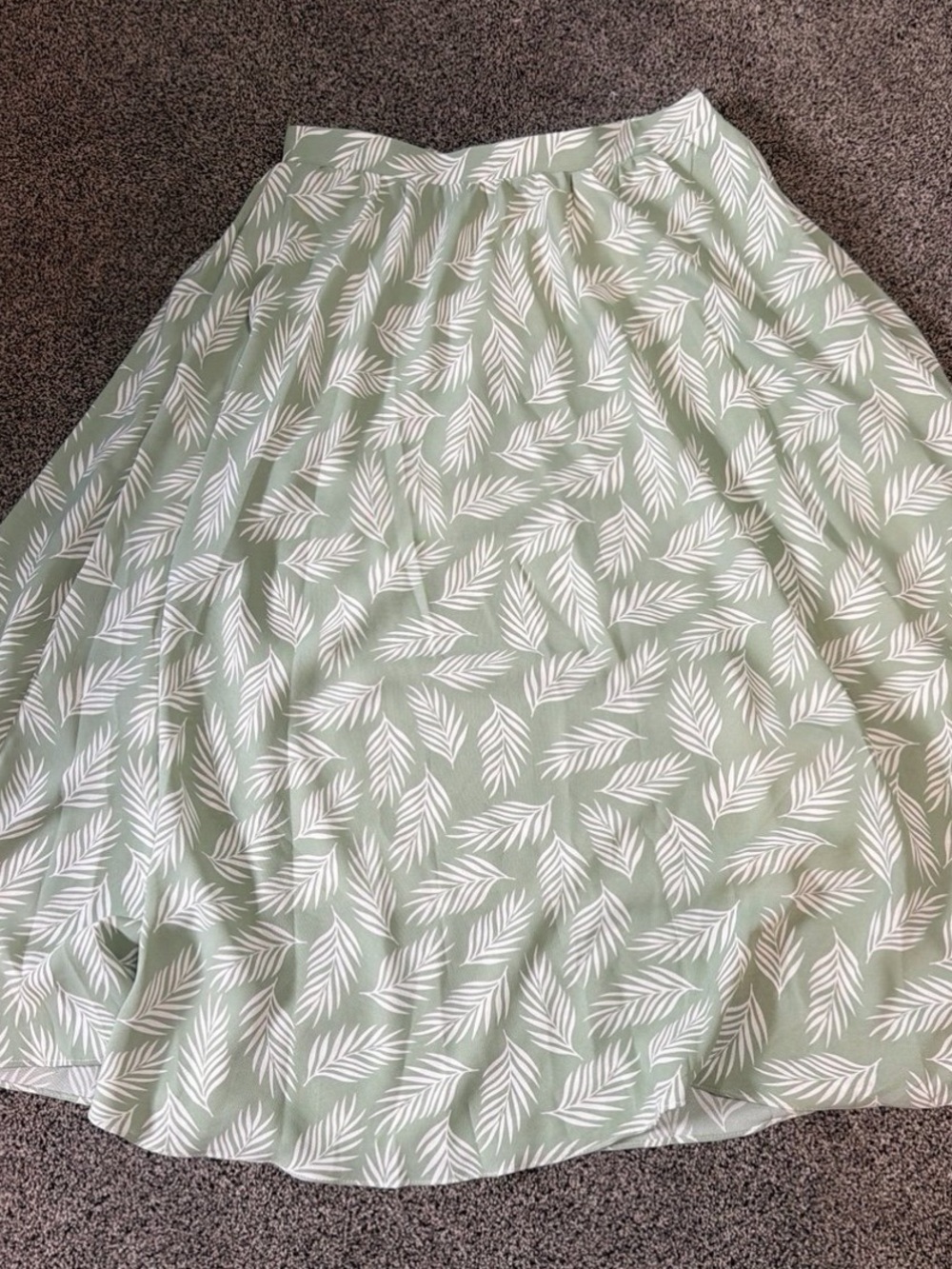 Forever 21 Sage Green Leaf-Print A-Line Skirt and khaki skirt bundle